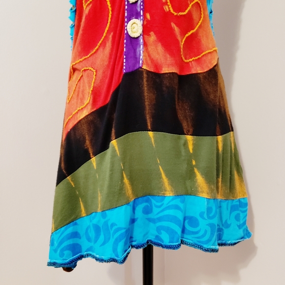 BOHO COLORFUL ASSYMETRICAL ETHICAL TUNIC - Picture 6 of 9